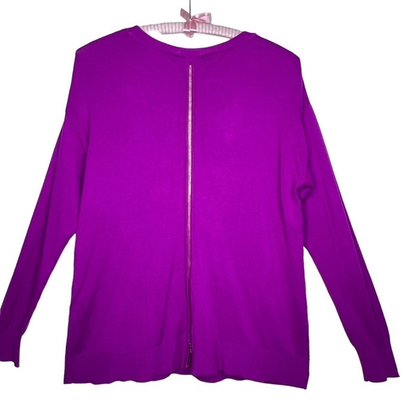 Gibson & Latimer Scoop Neck Gold Tone Back Zip Long Sleeve Lined Sweater Size M - Picture 2 of 15